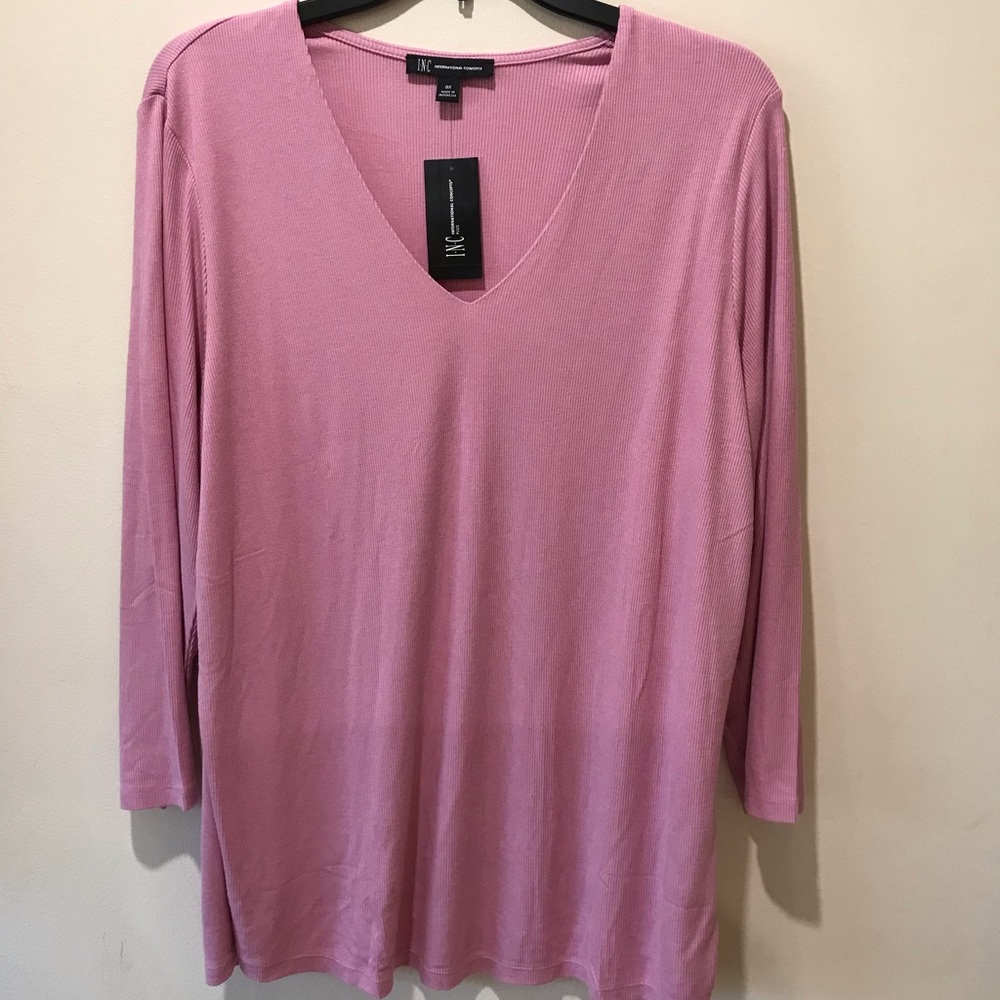 I.N.C Women Plus V Neck Top/tee/blouse/size 0X/evening Mauve/nwt